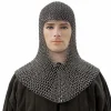 Chainmail Coif, Mild Steel 10mm Butted Rings, 16 Gauge, Medieval Armor Hood, V-Neck Chain,