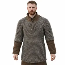 Reenactment Armor Chainmail Shirt, 10mm Aluminum And Rubber Half-Sleeve Haubergeon