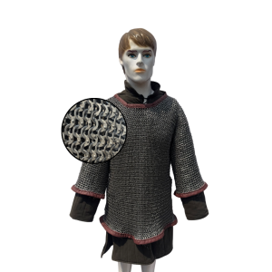 Chainmail Haubergon Shirt Mild Steel Flat Ring Dome Riveted with Solid ALT 9mm