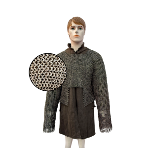 Titanium chain mail Medieval Short Shirt with Long sleeves, Flat Ring Dome Riveted 9mm,