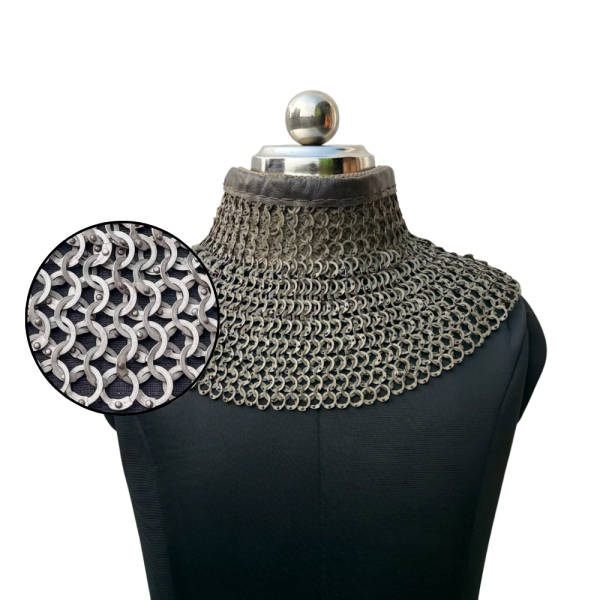 Medieval Chainmail Stainlees Steel Collar Flat Ring Rings Dome Riveted ID 9mm 18gauge
