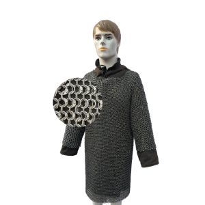 Round Ring Chainmail Mild Steel Haubergeon Shirt Round Ring Dome Riveted with Solid ALT 9mm