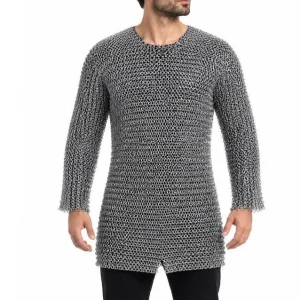 Chainmail Hauberk Shirt, Medieval Aluminum – 9mm Round Riveted, Armor for LARP, SCA & Reenactment,