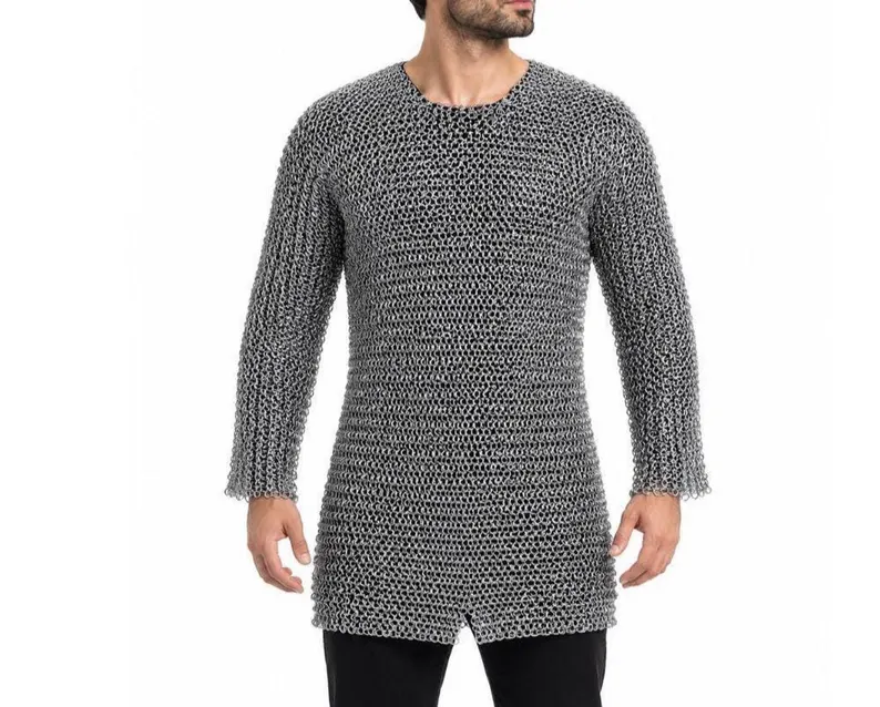 Chainmail Hauberk Shirt, Medieval Aluminum – 9mm Round Riveted, Armor for LARP, SCA & Reenactment,