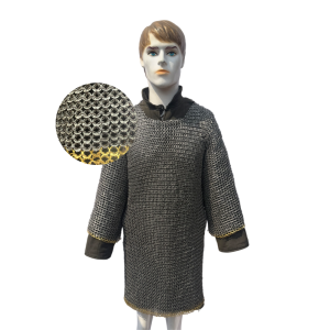 Flat Ring Chainmail Haubergeon Shirt Mild Steel Dome Riveted With Brass Solid ALT 9mm
