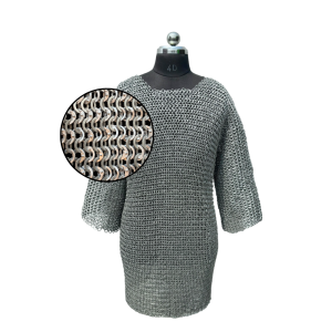 Medieval Aluminum Chainmail Haubergeon Shirt Flat Ring Dome Riveted with Solid ALT 10mm,