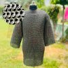 Chainmail Flat Ring Haubergeon Shirt Dome Riveted Alternating & Solid Rings Hybrid | 8mm ID, 18 Gauge Mild Steel Half Sleeves