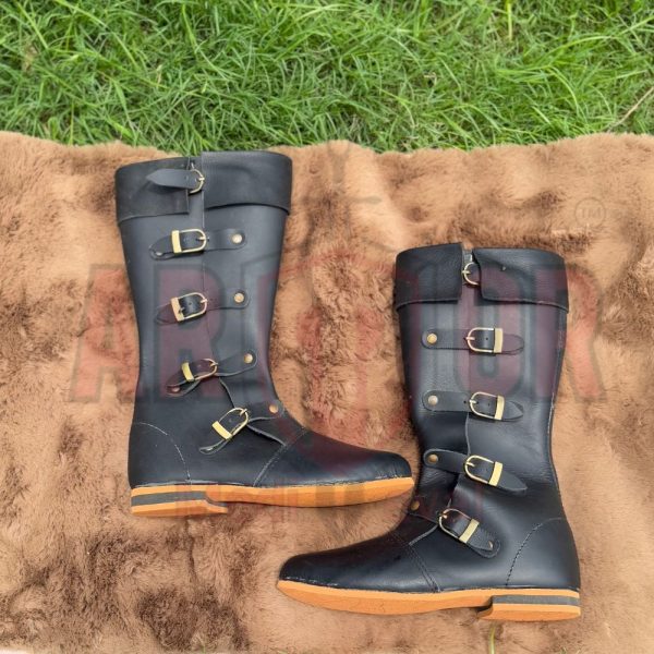 Handcrafted Authentic Early Medieval Leather Boots – Arantar Style with Buckles