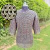 9 MM Wedge Riveted Chainmail Haubergeon Shirt Mild Steel Flat Ring With Solid ALT