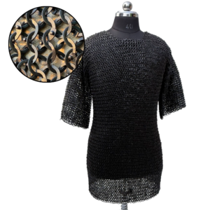 Medieval Haubergeon Shirt – Dome Riveted Mild Steel Chainmail Armor