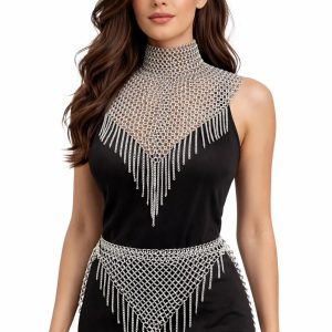Chainmail Fringe Dress Set Aluminum 10mm Rings Festival Outfit | Belly Dance Costume | Top & Skirt,