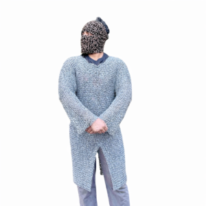Darkened Aluminum, Chainmail Hauberk Shirt | 8mm Round Rings, Antique Gray, Medieval LARP | SCA Reenactment,