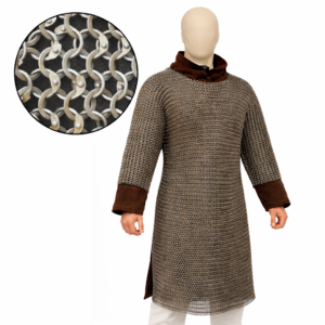 Viking Chainmail Shirt – 9mm Round Ring Mild Steel Haubergeon, Medieval LARP Armor, Reenactment Costume,