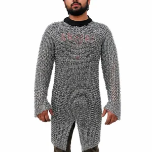 Chainmail Hauberk Shirt 9mm Mild Steel Round Medieval Armor | LARP Cosplay Costume | SCA Reenactment