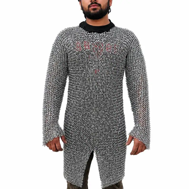 Chainmail Hauberk Shirt 9mm Mild Steel Round Medieval Armor | LARP Cosplay Costume | SCA Reenactment