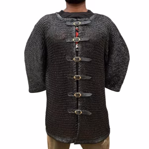 Chainmail Hauberk Shirt, Medieval Knight Armor, Riveted Mild Steel Chainmail, LARP SCA Costume,
