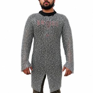 Chainmail Hauberk Shirt 9mm Mild Steel Round Medieval Armor | LARP Cosplay Costume | SCA Reenactment