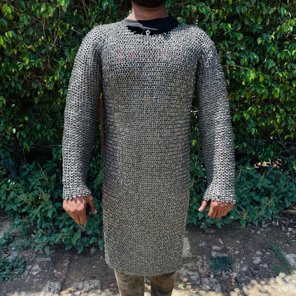 Chainmail Hauberk Shirt 9mm Mild Steel  Round Medieval Armor | LARP Cosplay Costume | SCA Reenactment