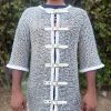 Chainmail shirt, half sleeve shirt Aluminum | 10 mm Round Ring Solid Rings, Leather Buckle