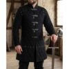 Medieval Gambeson Black Quilted Padded Armor Jacket LARP SCA Costume
