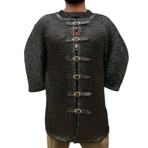 Chainmail Hauberk Shirt, Medieval Knight Armor, Riveted Mild Steel Chainmail, LARP SCA Costume,
