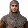 Stainless Steel Chainmail Coif 9mm Flat Rings | Medieval Armor Hood | LARP SCA Reenactment Helmet,
