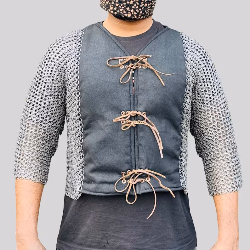Chainmail Gambeson Shirt, Mild Steel | Battle Ready Costume, Medieval Chainmail Armor | LARP SCA Reenactment,
