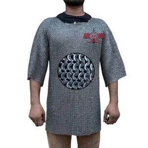Chainmail Shirt 6mm Mild Steel Flat Ring Riveted LARP Armor Haubergeon Reenactment Costume,