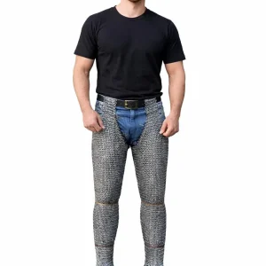 Stainless Steel Chainmail Leggings Pair | Flat Ring | Medieval Leg Armor | LARP SCA Reenactment Armor,