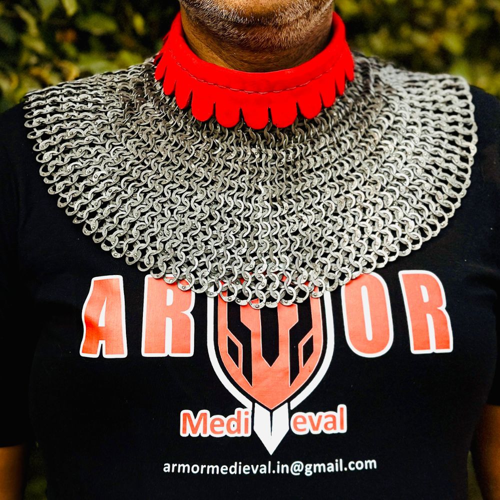 Chainmail Collar, Wedge Riveted – 8mm Mild Steel Medieval Gorget,