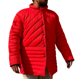 Medieval Gambeson Red Quilted Jacket | Padded Armor Coat | LARP Costume | Reenactment Padded Jack