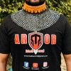 Chainmail Collar Titanium – 9mm Flat Ring Neck Armor with Leather Trim | Medieval LARP & Costume