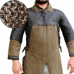 Chainmail Shirt Mild Steel Flat Ring with Solid Rings | Blackened Medieval Armor | LARP Reenactment