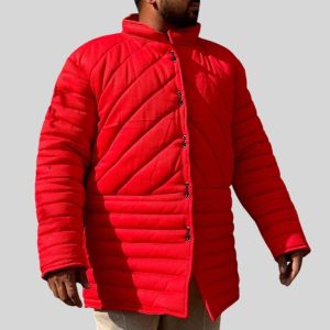 Red Quilted Gambeson Jacket | Padded Armor Coat | Medieval LARP Costume | Reenactment Padded Jack Salman