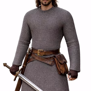 Medieval Chainmail Hauberk Shirt – Mild Steel Armor, 8mm Flat Rings, LARP SCA Reenactment Knight,