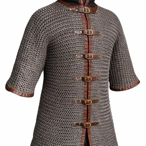 Chainmail Shirt, 9mm Mild Steel Dome-Riveted with Leather Straps