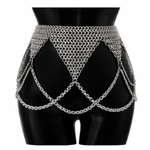 Chainmail Belt, Silver Aluminium Hip Chain with 10mm Rings